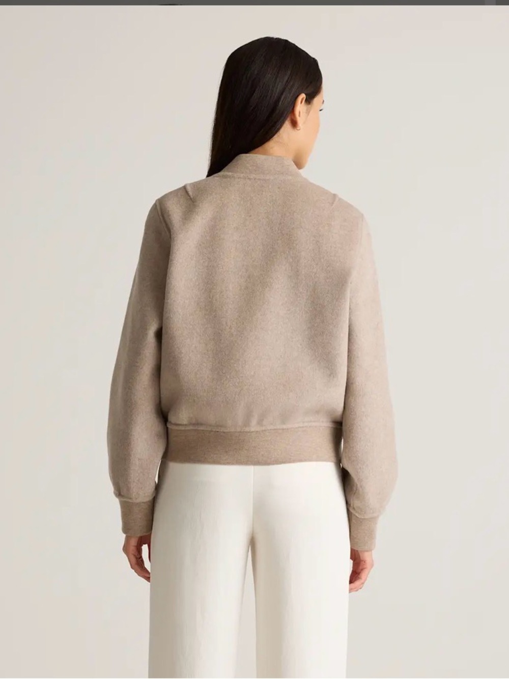 Quince Merino Wool Bomber Jacket in Taupe M - Picture 3 of 7
